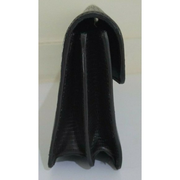 Antonio Melani Lizzard Croc Embossed Brown Leather Turn LockClutch Handbag Purse - Picture 6 of 9